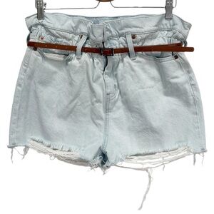 IRO Distressed Paperbag Belted High Waisted Jean Shorts Size 26